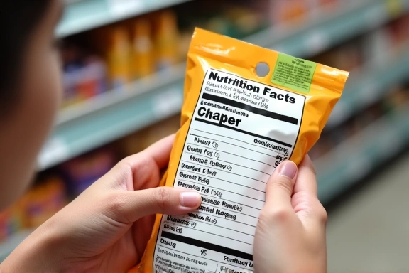Close-up of a person reading a food label, emphasizing conscious eating and understanding ingredients.